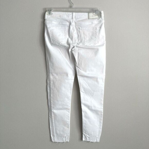 Zara Basic Womens White Denim Skinny Jeans Size 6 Mid Rise Distressed Classic - Picture 8 of 12